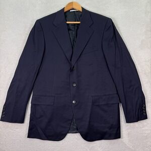 Vintage Belvest Blazer Jacket Mens 42R Custom Navy Wool 3 Button Casual Preppy